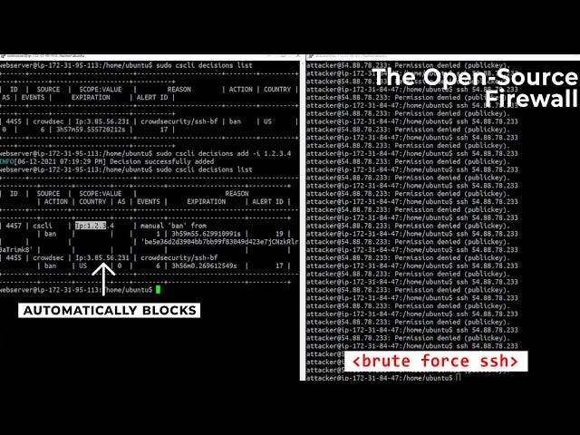 The Open-Source Firewall & IPS - A Quick Demo of CrowdSec (brute force ssh attack demo)
